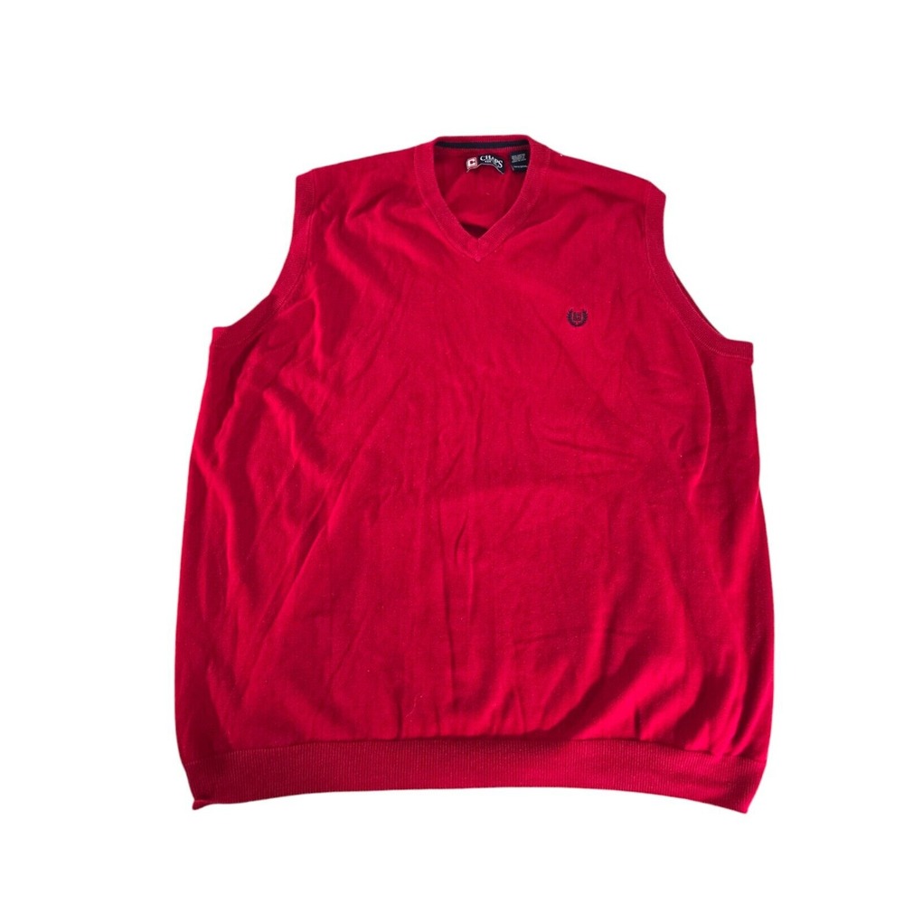 Chaps Mens Sweater‎ Vest Size 3XT Big Tall Red Cotton Preppy Work School